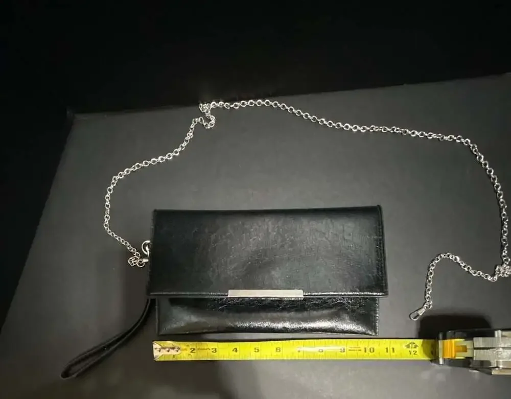 INC International Concepts Black Faux Leather Clutch with Removable Wristlet and